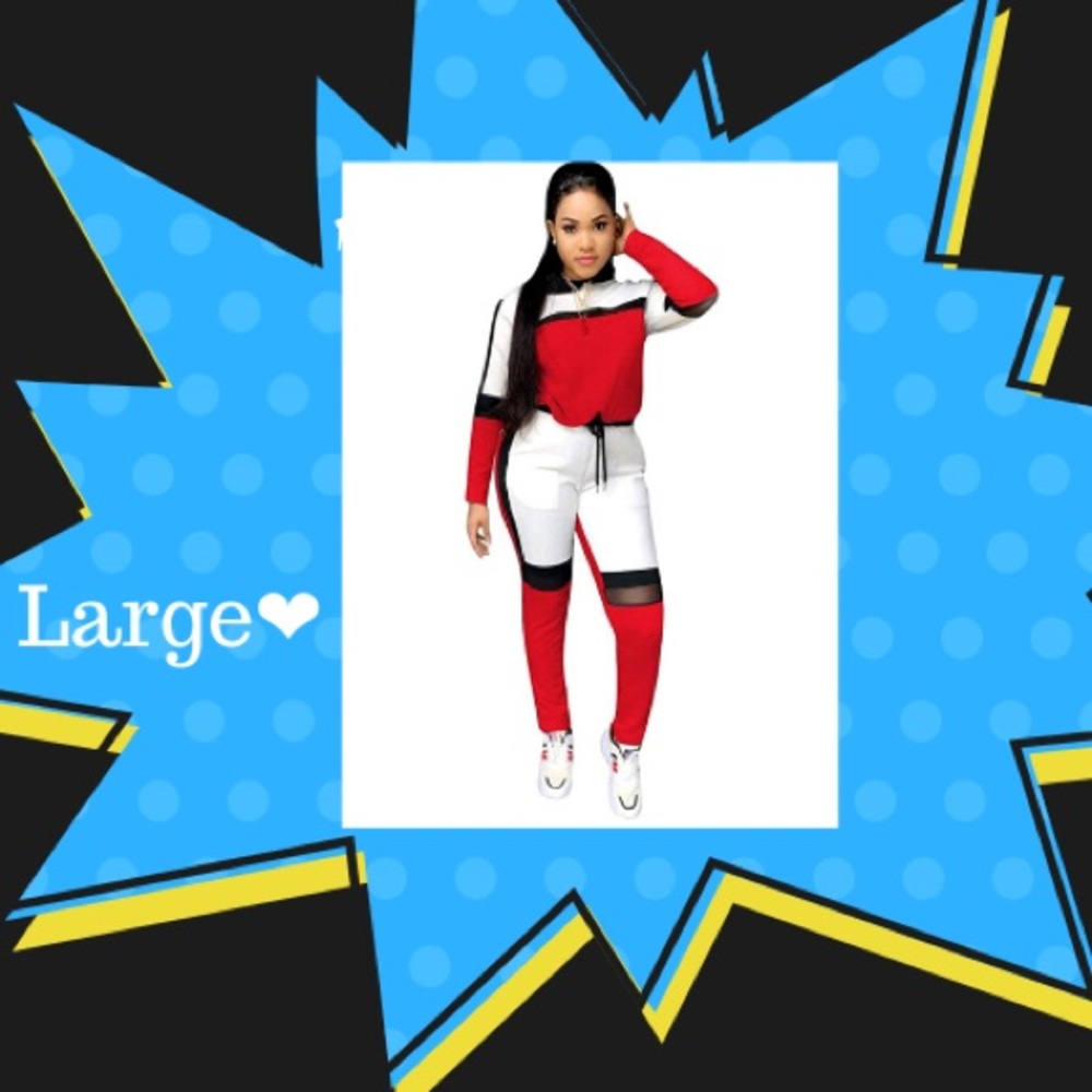 Red and White Active Wear 2 piece